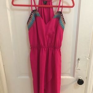 Sequin Hearts Pink Aztec Asymmetrical Dress